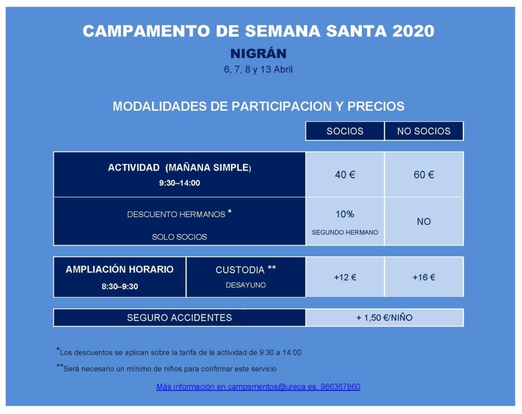 TARIFAS CAMPAMENTO SEMANA_SANTA 2020